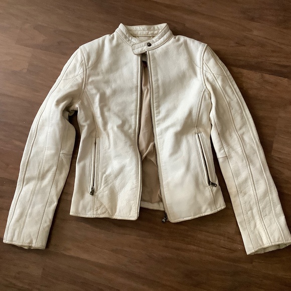 Danier off-white biker leather jacket - Picture 1 of 11